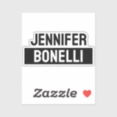 Minimalist Black & White Plain Elegant Modern Name Sticker (Vel)