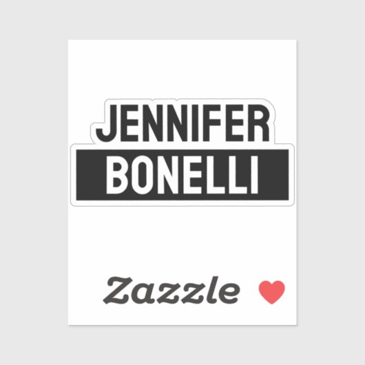 Minimalist Black & White Plain Elegant Modern Name Sticker (Vel)