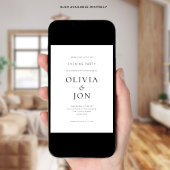 Minimalist Black White QR Code Wedding Evening Kaart