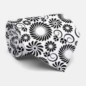 Minimalist Black White Retro Spiral Flower Pattern Stropdas (Opgerold)