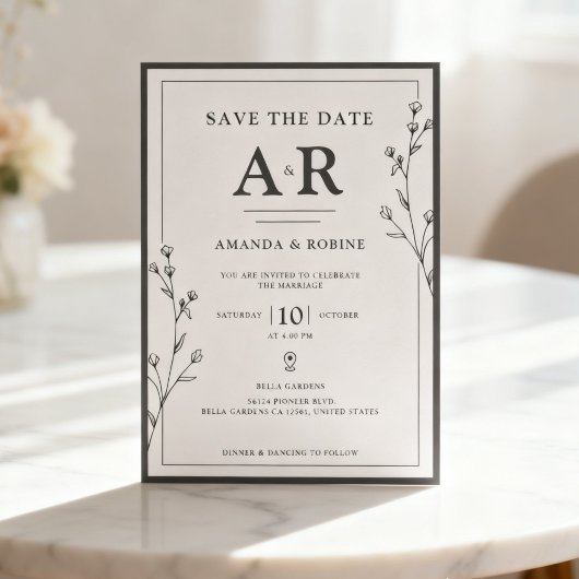 Minimalist Black & White  Save The Date