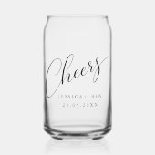 Minimalist black white script custom wedding can  blikvorm glas (Voorkant)