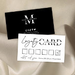 Minimalist Black White Script Logo Rewards Klantenkaartje<br><div class="desc">Minimalist business loyalty card with minimalist black and white background and modern script and serif fonts. This professional beauty salon punch card includes 6 stamp slots or you can add more as you need to. Insert your logo on the back and voila, you have your own personalized reward stamp cards...</div>