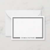 Minimalist Black White Two Border Monogram Notitiekaartje (Voorkant)