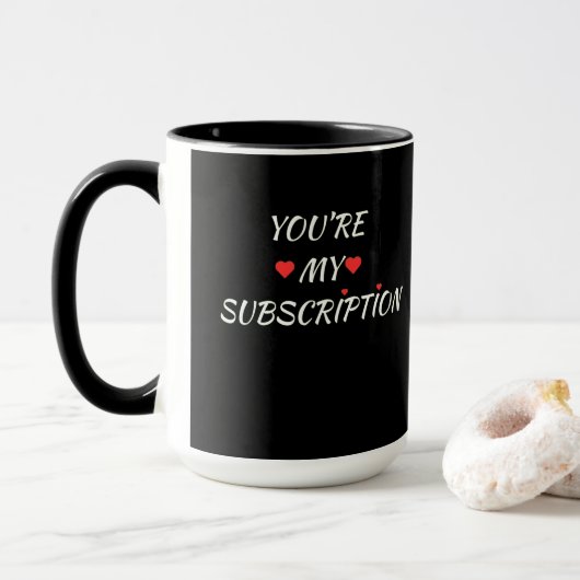 Minimalist Black & White Valentin's Mug Mok (Met donut)