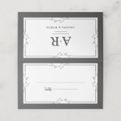Minimalist Black & White Wedding Folded Place Card Plaatskaartje (Buitenkant ongevouwen)