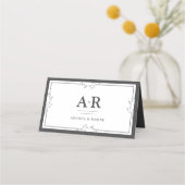Minimalist Black & White Wedding Folded Place Card Plaatskaartje (Achterkant)