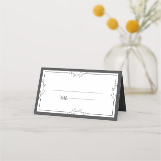 Minimalist Black & White Wedding Folded Place Card Plaatskaartje