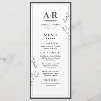 Minimalist Black & White Wedding Menu