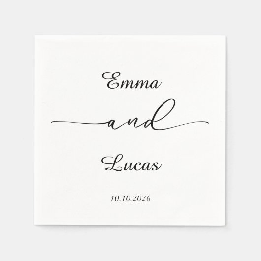 Minimalist Black & White Wedding | Modern Script Servet (Voorkant)