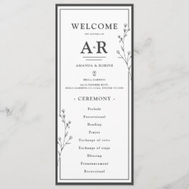 Minimalist Black & White Wedding Programmakaart