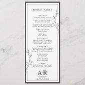 Minimalist Black & White Wedding Programmakaart (Achterkant)