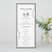 Minimalist Black & White Wedding Programmakaart (Staand voorkant)