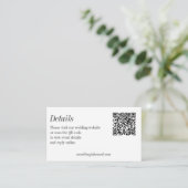 Minimalist Black White Wedding QR Code Details Informatiekaartje (Staand voorkant)