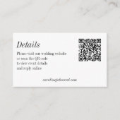 Minimalist Black White Wedding QR Code Details Informatiekaartje (Voorkant)
