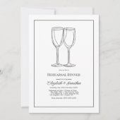 Minimalist Black & White Wedding Rehearsal Dinner Kaart (Voorkant)