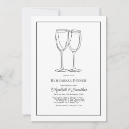 Minimalist Black & White Wedding Rehearsal Dinner Kaart