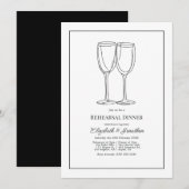 Minimalist Black & White Wedding Rehearsal Dinner Kaart (Voorkant / Achterkant)