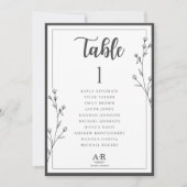 Minimalist Black & White Wedding Seating Plan Card (Voorkant)