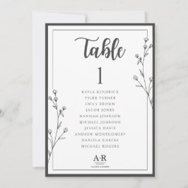 Minimalist Black & White Wedding Seating Plan Card