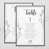 Minimalist Black & White Wedding Seating Plan Card (Voorkant / Achterkant)