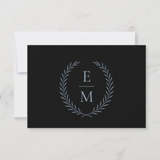 Minimalist Black With Blue Wedding RSVP Cards Kaartje (Achterkant)