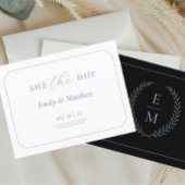 Minimalist Black With Blue Wedding Save The Date Aankondigingskaart