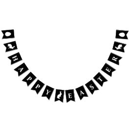 Minimalist Black With White Bunnies Happy Easter Vlaggetjes