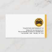 Minimalist Black Yellow Taxi Stripes Driving Visitekaartje (Achterkant)
