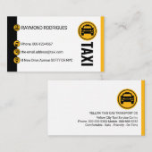 Minimalist Black Yellow Taxi Stripes Driving Visitekaartje (Voorkant / Achterkant)