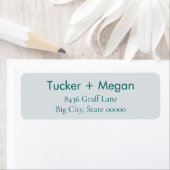 Minimalist Blauwgroen op Blauwe Naam & Retouradres Etiket (Insitu)