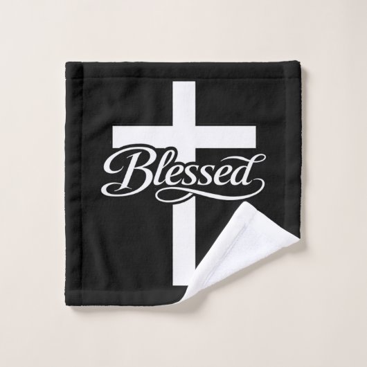 Minimalist Blessed Cross Christian Faith Design Bad Handdoek (Wasdoekje)