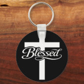 Minimalist Blessed Cross Christian Faith Design Sleutelhanger (Voorkant)