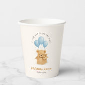 Minimalist Blue Balloon Bear Baby Shower Papieren Bekers (Voorkant)