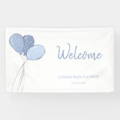 Minimalist Blue Balloons Baby shower Welkom Spandoek (Horizontaal)