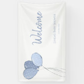 Minimalist Blue Balloons Baby shower Welkom Spandoek (Verticaal)