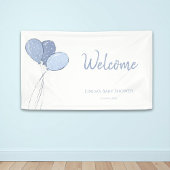 Minimalist Blue Balloons Baby shower Welkom Spandoek