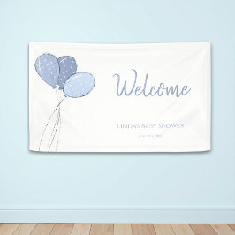 Minimalist Blue Balloons Baby shower Welkom Spandoek