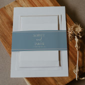 Minimalist Blue Beige Wedding Uitnodigingen Wikkel