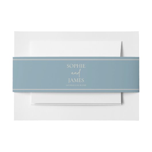 Minimalist Blue Beige Wedding Uitnodigingen Wikkel (Voorkant Voorbeeld)