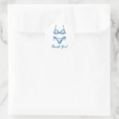 Minimalist Blue Bikini Coastal Bedankt Ronde Sticker (Tas)