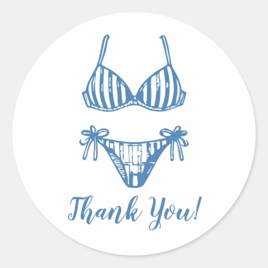 Minimalist Blue Bikini Coastal Bedankt Ronde Sticker (Voorkant)
