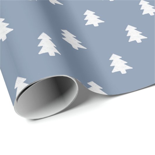 Minimalist Blue Boy Christmas Pine Tree Winter Cadeaupapier (Rol Hoek)