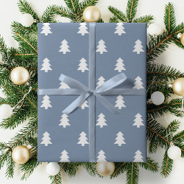 Minimalist Blue Boy Christmas Pine Tree Winter Cadeaupapier