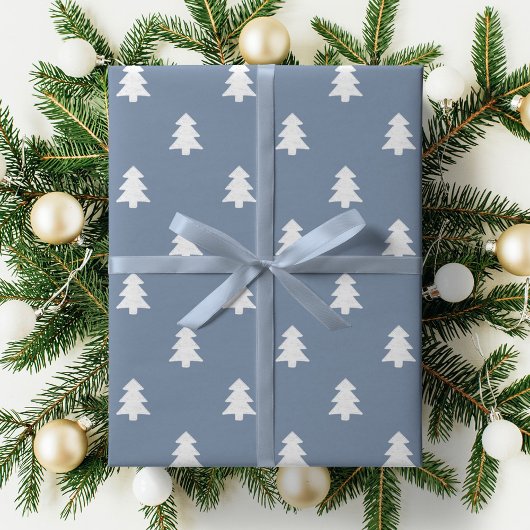Minimalist Blue Boy Christmas Pine Tree Winter Cadeaupapier