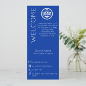 Minimalist Blue Church Connection Card Kaart (Staand voorkant)