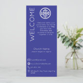 Minimalist Blue Church Connection Card Kaart (Staand voorkant)