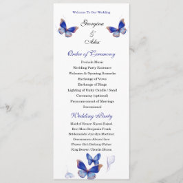Minimalist Blue Editable Photo Wedding Program Programmakaart