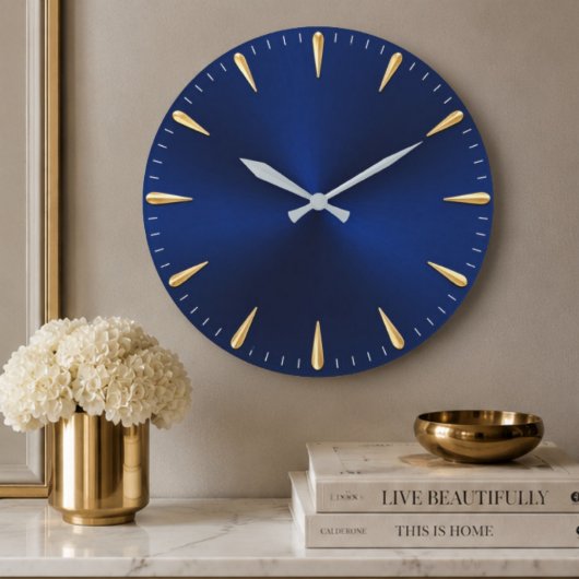Minimalist Blue & Gold Luxury Midnight Blue Modern Grote Klok