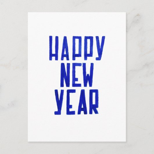 Minimalist Blue Happy New Year Postcard Painting Feestdagenkaart (Voorkant)